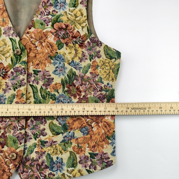 Vintage Tapestry Floral Vest Women M Tabi International Cottagecore - Picture 10 of 10